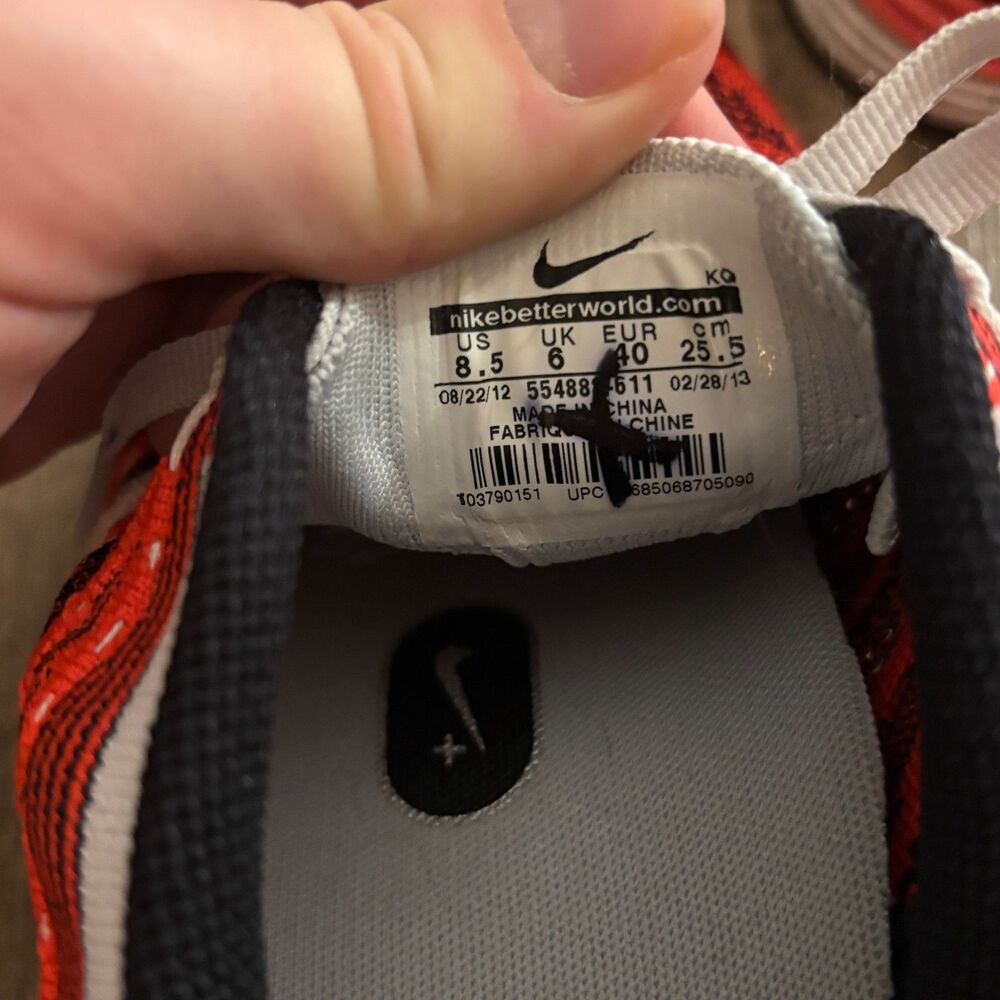 Nike Flyknit One+ Team Orange Red White Women's 8.5 Sneakers 554888-611 2012 - Picture 8 of 8